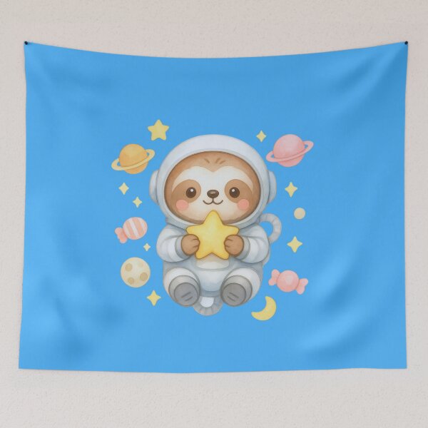 Item preview, Cute Sloth Astronaut Holding Star – Kawaii Pastel Space Galaxy Art designed and sold by p-frosty-design.