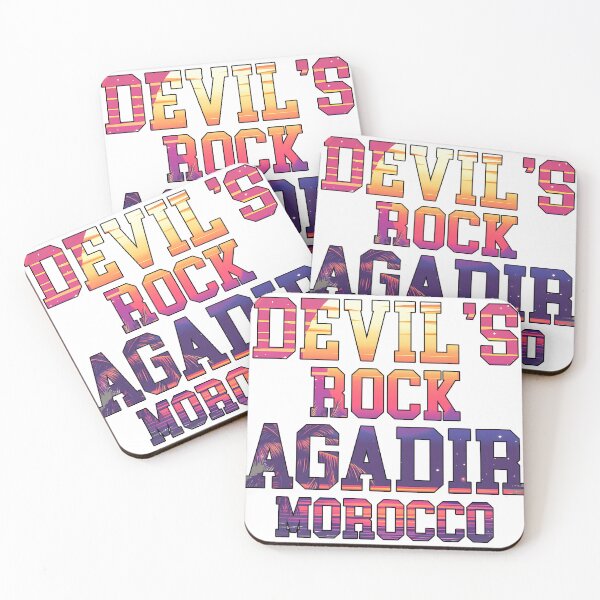 Item preview, Devil's Rock Agadir Morocco - Retro Sunset Surf Typography Art Print designed and sold by DesignArtist.ia.