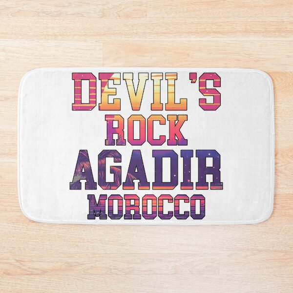 Item preview, Devil's Rock Agadir Morocco - Retro Sunset Surf Typography Art Print designed and sold by DesignArtist.ia.