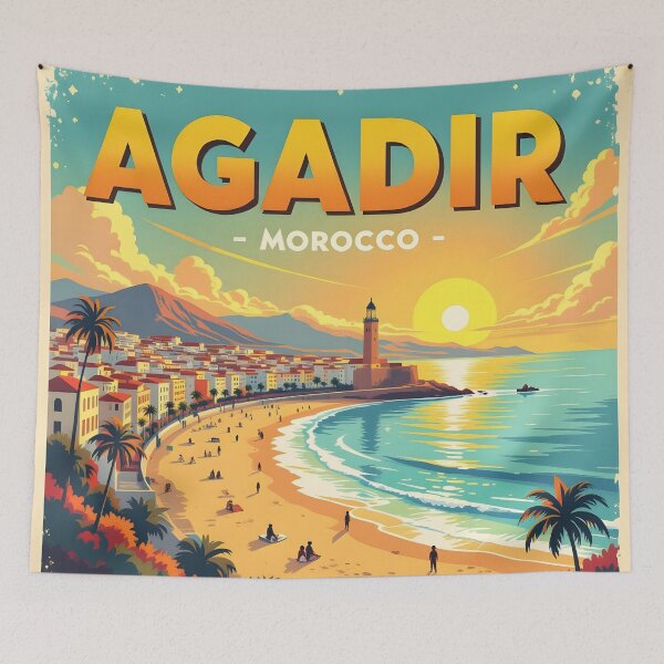 Item preview, Agadir, Morocco: Vintage-Style Painterly Travel Poster designed and sold by LSVart.