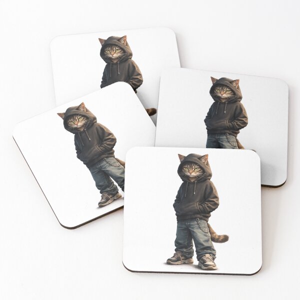 Item preview, Teen Cat in Hoodie – Street Style Cat Character designed and sold by IrynaLineArt.