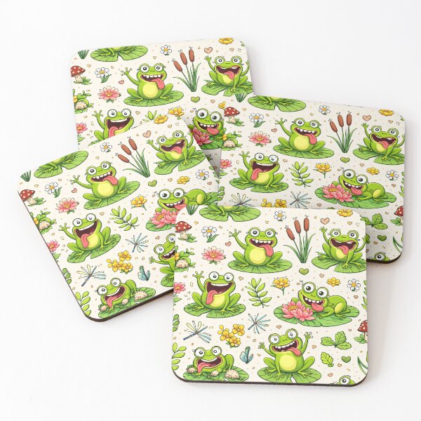 Item preview, Neon Tree Frog Pattern on Black – Tropical Frog  designed and sold by TEEJAMBOREE.