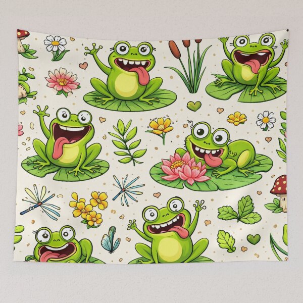 Item preview, Neon Tree Frog Pattern on Black – Tropical Frog  designed and sold by TEEJAMBOREE.