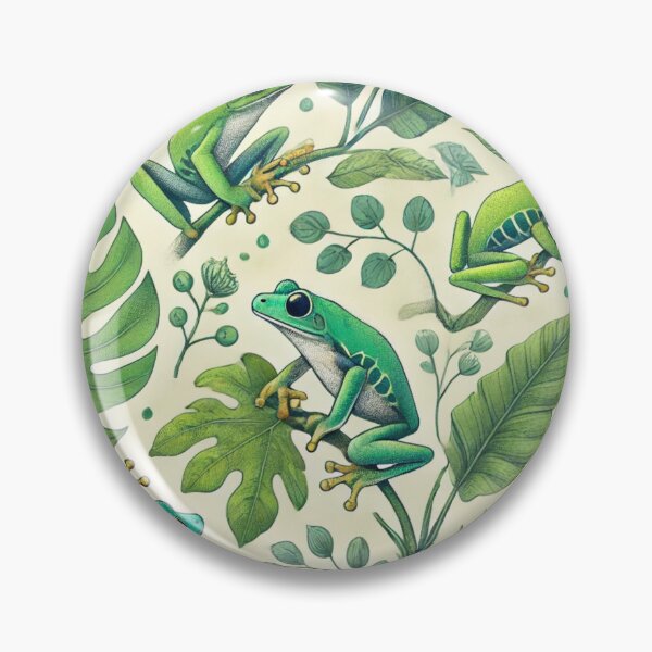 Artikelvorschau, Neonfarbenes Laubfroschmuster auf Schwarz – Tropischer Frosch entworfen und verkauft von TEEJAMBOREE.