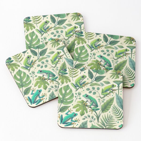 Item preview, Neon Tree Frog Pattern on Black – Tropical Frog  designed and sold by TEEJAMBOREE.