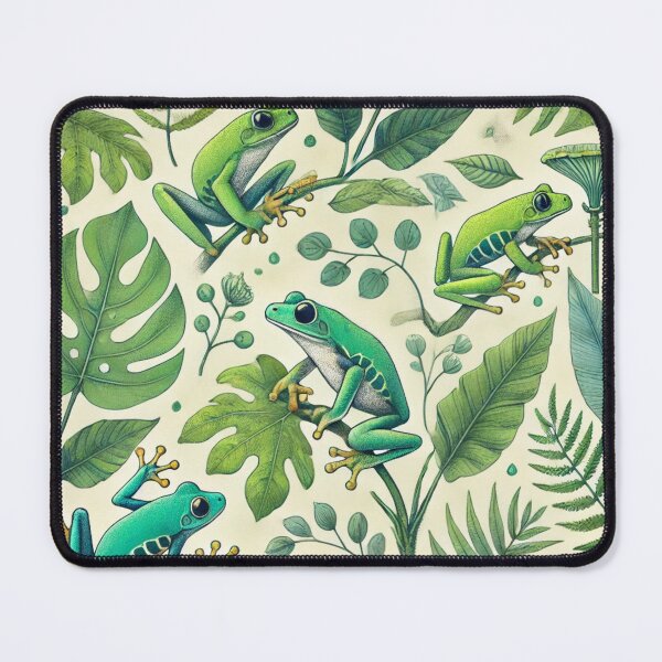 Item preview, Neon Tree Frog Pattern on Black – Tropical Frog designed and sold by TEEJAMBOREE.