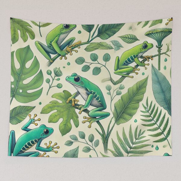 Item preview, Neon Tree Frog Pattern on Black – Tropical Frog  designed and sold by TEEJAMBOREE.