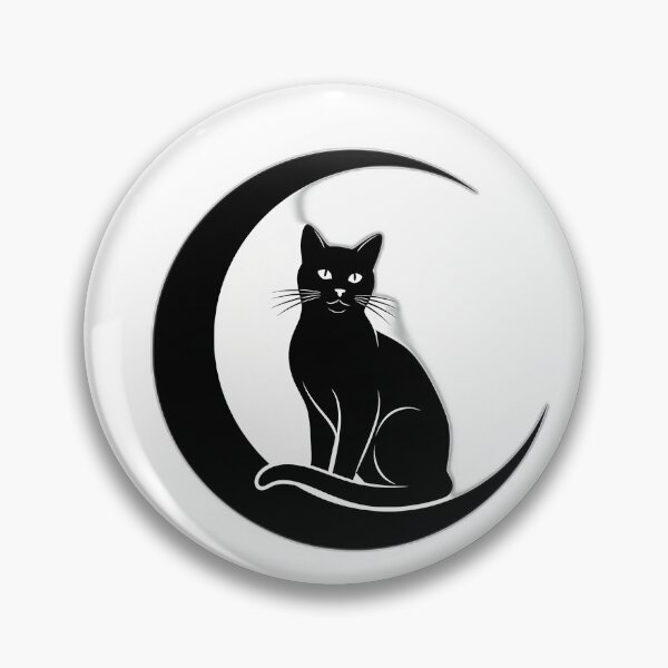 Item preview, Sitting Black Cat Crescent Icon designed and sold by IllumeInk.