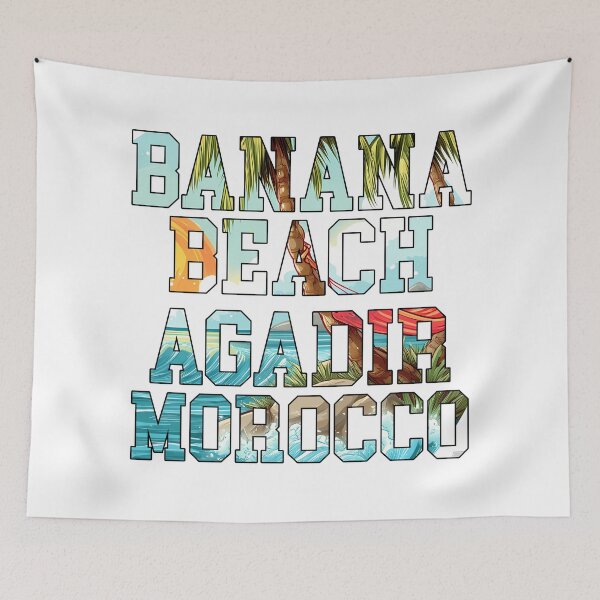 Item preview, Banana Beach Agadir Morocco - Tropical Beach Wave Typography Art Print designed and sold by DesignArtist.ia.