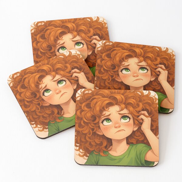 Item preview, Curly Redhead Girl with Freckles – Cute Cartoon Art designed and sold by GlowingTales.