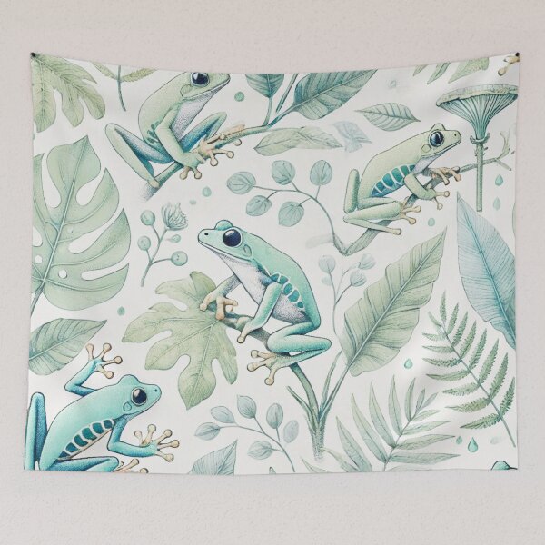 Item preview, Neon Tree Frog Pattern on Black – Tropical Frog  designed and sold by TEEJAMBOREE.