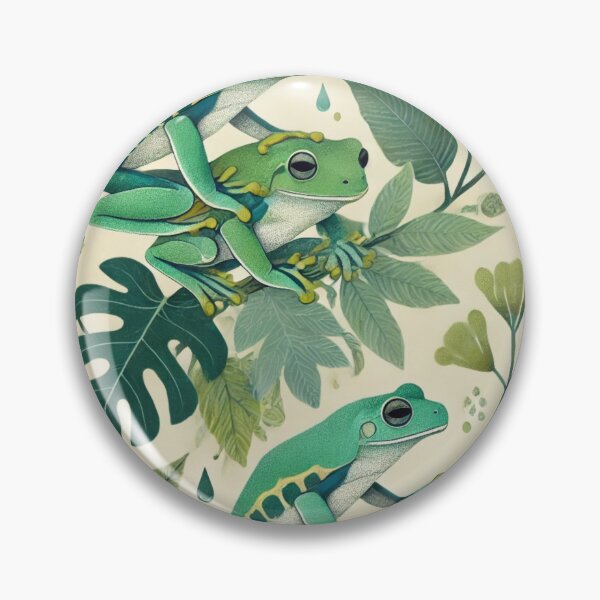Artikelvorschau, Neonfarbenes Laubfroschmuster auf Schwarz – Tropischer Frosch entworfen und verkauft von TEEJAMBOREE.