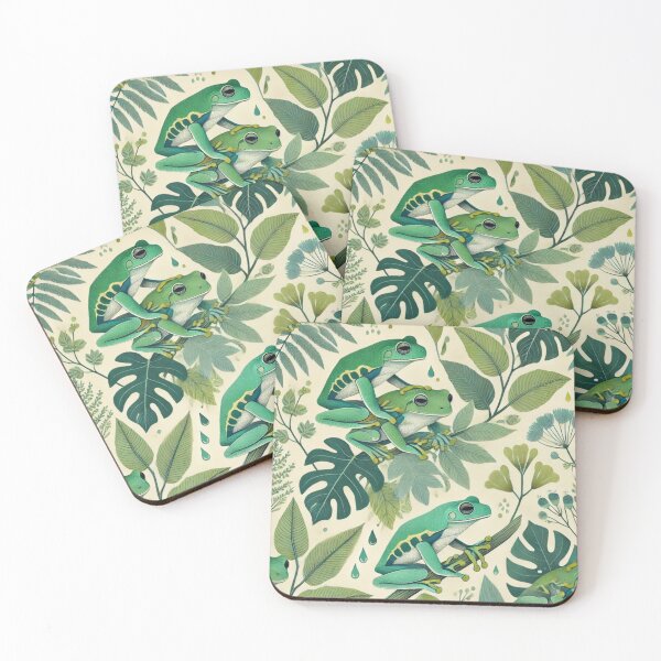 Item preview, Neon Tree Frog Pattern on Black – Tropical Frog  designed and sold by TEEJAMBOREE.