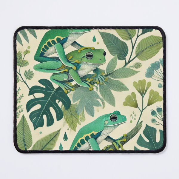 Item preview, Neon Tree Frog Pattern on Black – Tropical Frog designed and sold by TEEJAMBOREE.