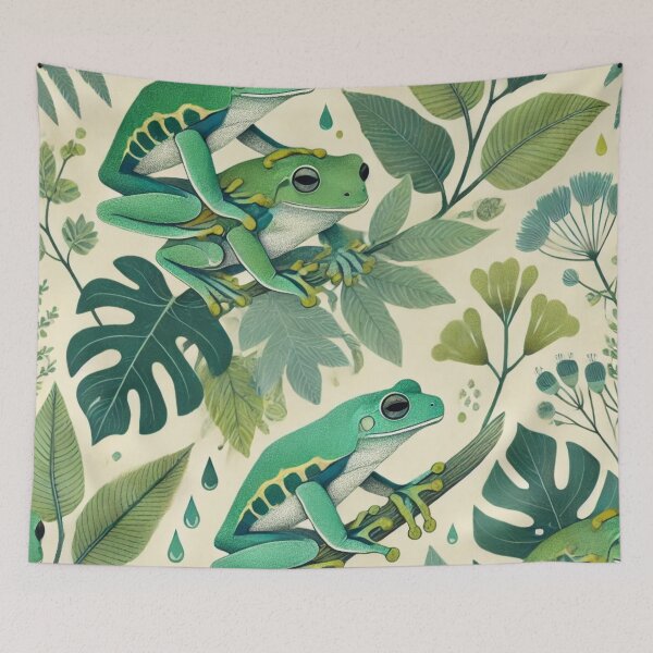 Item preview, Neon Tree Frog Pattern on Black – Tropical Frog  designed and sold by TEEJAMBOREE.