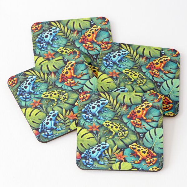 Item preview, Neon Tree Frog Pattern on Black – Tropical Frog  designed and sold by TEEJAMBOREE.