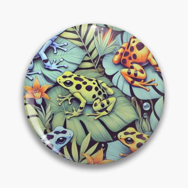 Artikelvorschau, Neonfarbenes Laubfroschmuster auf Schwarz – Tropischer Frosch entworfen und verkauft von TEEJAMBOREE.