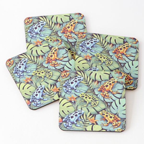 Item preview, Neon Tree Frog Pattern on Black – Tropical Frog  designed and sold by TEEJAMBOREE.