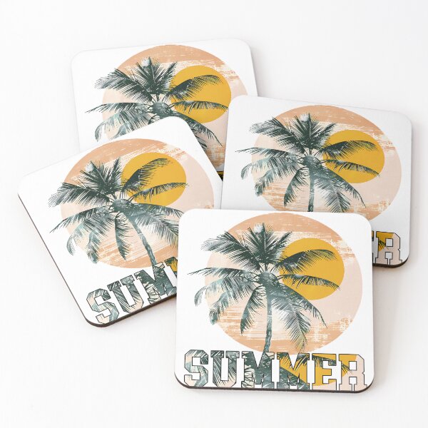 Item preview, Summer Palm Tree Sunset - Tropical Beach Distressed Art Print designed and sold by DesignArtist.ia.