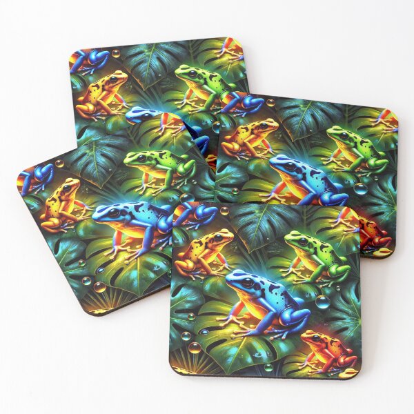 Item preview, Neon Tree Frog Pattern on Black – Tropical Frog  designed and sold by TEEJAMBOREE.