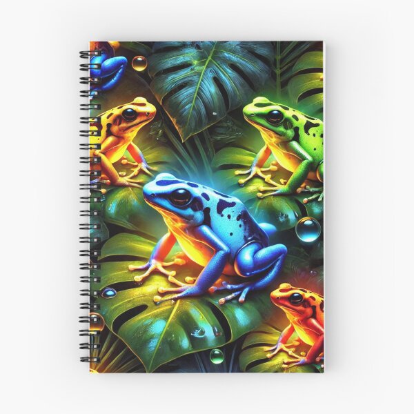 Item preview, Neon Tree Frog Pattern on Black – Tropical Frog  designed and sold by TEEJAMBOREE.