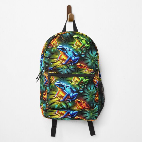 Item preview, Neon Tree Frog Pattern on Black – Tropical Frog designed and sold by TEEJAMBOREE.
