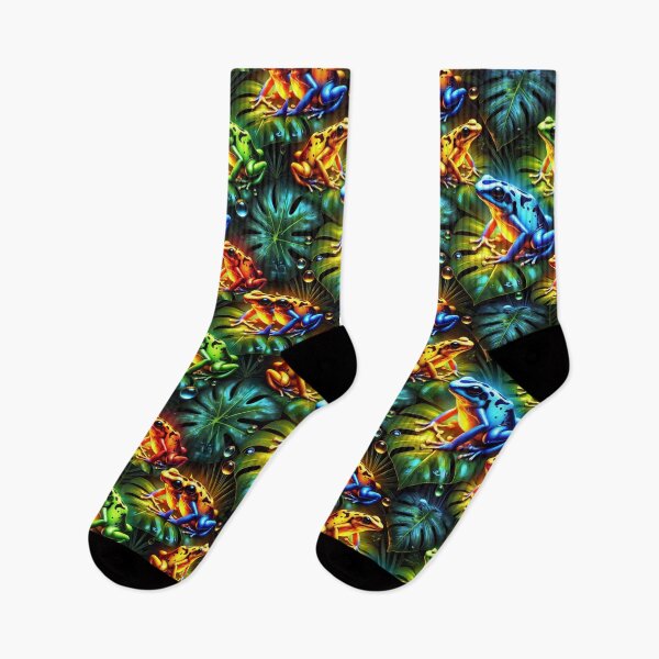 Item preview, Neon Tree Frog Pattern on Black – Tropical Frog  designed and sold by TEEJAMBOREE.