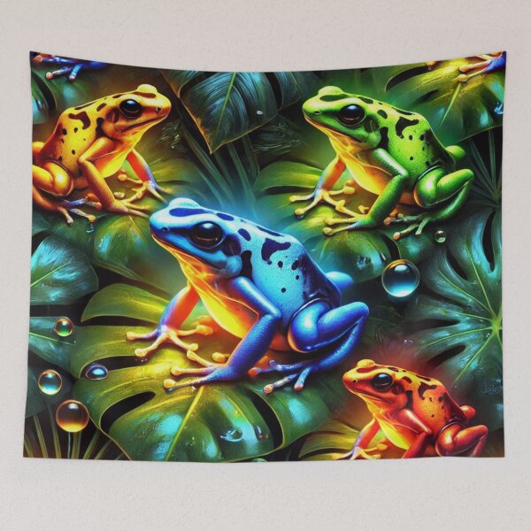 Item preview, Neon Tree Frog Pattern on Black – Tropical Frog  designed and sold by TEEJAMBOREE.
