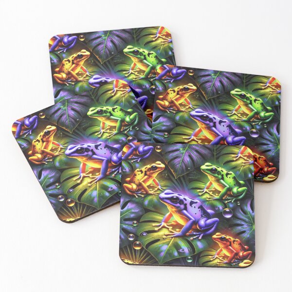 Item preview, Neon Tree Frog Pattern on Black – Tropical Frog  designed and sold by TEEJAMBOREE.