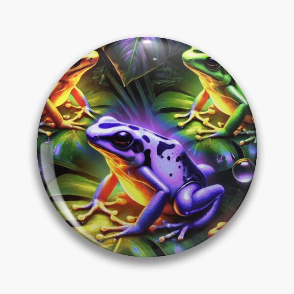 Artikelvorschau, Neonfarbenes Laubfroschmuster auf Schwarz – Tropischer Frosch entworfen und verkauft von TEEJAMBOREE.