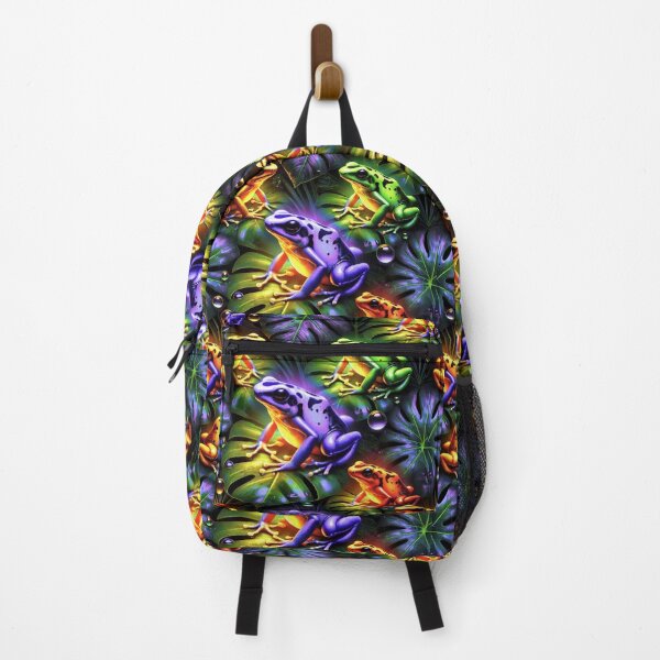 Item preview, Neon Tree Frog Pattern on Black – Tropical Frog designed and sold by TEEJAMBOREE.