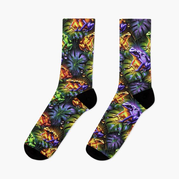 Item preview, Neon Tree Frog Pattern on Black – Tropical Frog  designed and sold by TEEJAMBOREE.