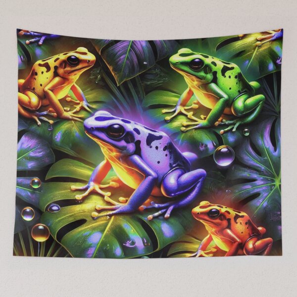 Item preview, Neon Tree Frog Pattern on Black – Tropical Frog  designed and sold by TEEJAMBOREE.