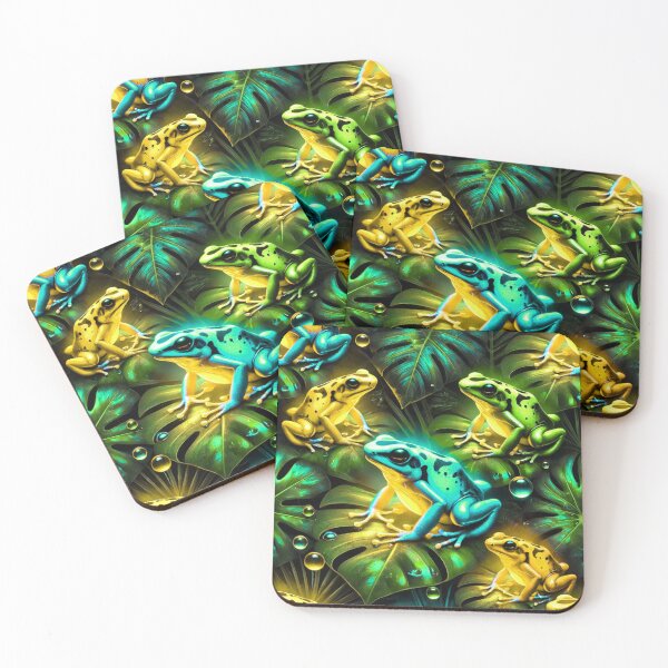 Item preview, Neon Tree Frog Pattern on Black – Tropical Frog  designed and sold by TEEJAMBOREE.