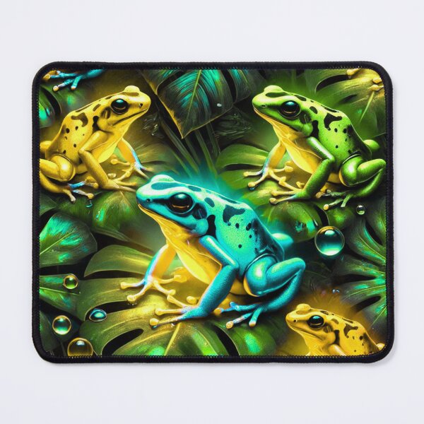 Item preview, Neon Tree Frog Pattern on Black – Tropical Frog designed and sold by TEEJAMBOREE.