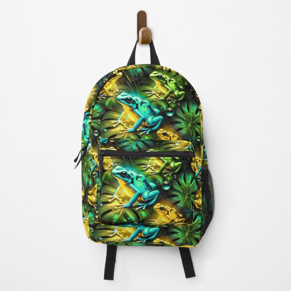 Item preview, Neon Tree Frog Pattern on Black – Tropical Frog designed and sold by TEEJAMBOREE.
