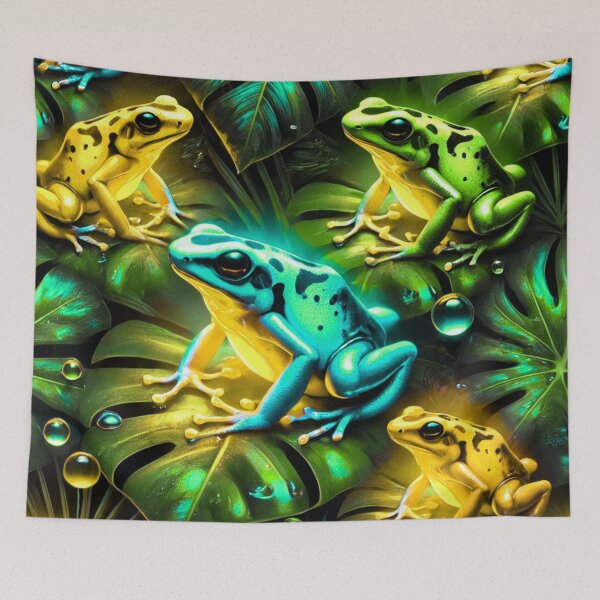 Item preview, Neon Tree Frog Pattern on Black – Tropical Frog  designed and sold by TEEJAMBOREE.