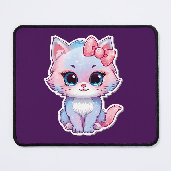Item preview, Cute Kawaii Cat with Pink Bow & Sparkles designed and sold by GlowingTales.