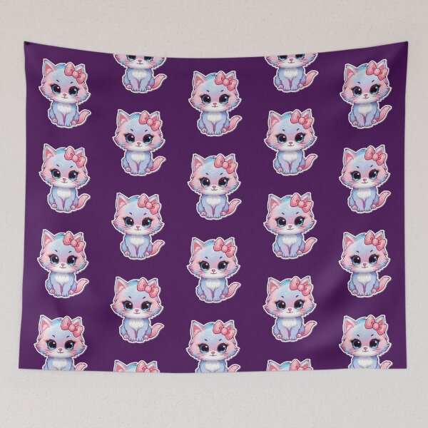 Item preview, Cute Kawaii Cat with Pink Bow & Sparkles designed and sold by GlowingTales.
