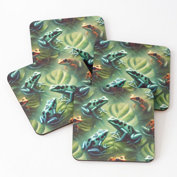 Item preview, Neon Tree Frog Pattern on Black – Tropical Frog  designed and sold by TEEJAMBOREE.