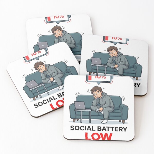 Item preview, Social Battery Low 10 Percent Funny Introvert Art designed and sold by JVDesignsShop.