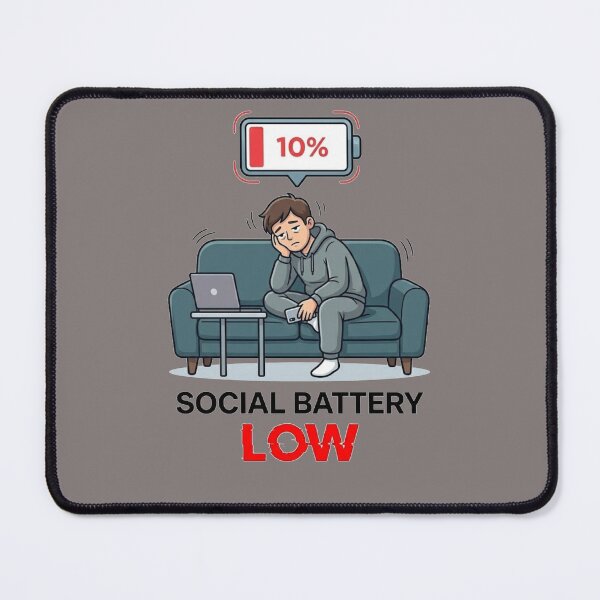 Item preview, Social Battery Low 10 Percent Funny Introvert Art designed and sold by JVDesignsShop.
