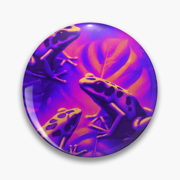 Artikelvorschau, Neonfarbenes Laubfroschmuster auf Schwarz – Tropischer Frosch entworfen und verkauft von TEEJAMBOREE.