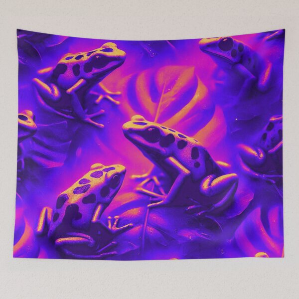 Item preview, Neon Tree Frog Pattern on Black – Tropical Frog  designed and sold by TEEJAMBOREE.