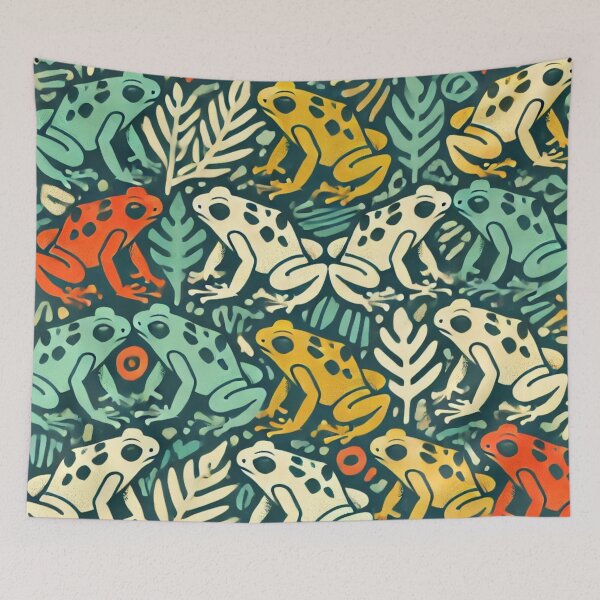Item preview, Neon Tree Frog Pattern on Black – Tropical Frog  designed and sold by TEEJAMBOREE.