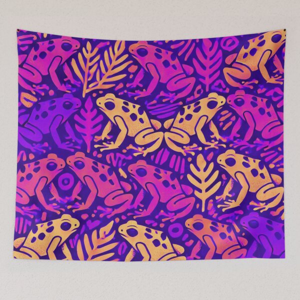 Item preview, Neon Tree Frog Pattern on Black – Tropical Frog  designed and sold by TEEJAMBOREE.