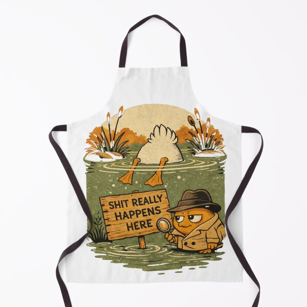 Item preview, Shit Really Happens Here – Funny Fishing Retro Vintage Fisherman Design designed and sold by BritishDelights.