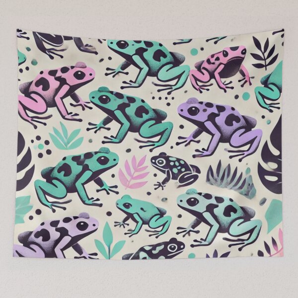 Item preview, Neon Tree Frog Pattern on Black – Tropical Frog  designed and sold by TEEJAMBOREE.