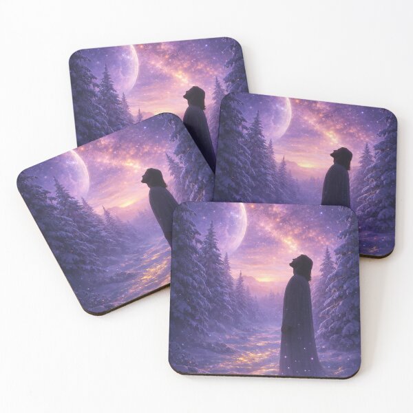 Item preview, Cristo bajo cielo cósmico en bosque nevado designed and sold by ImaginingNebulae.