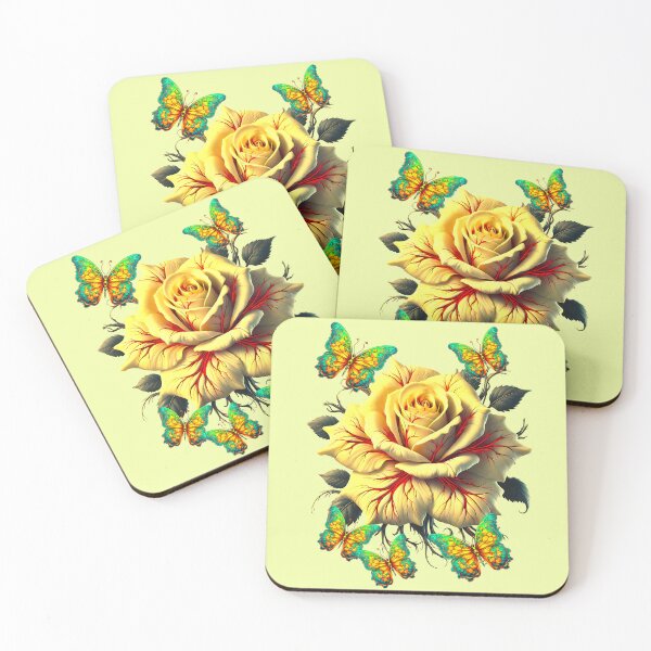 Item preview, Fantasy art, yellow roses and butterflies designed and sold by LoneAngel.